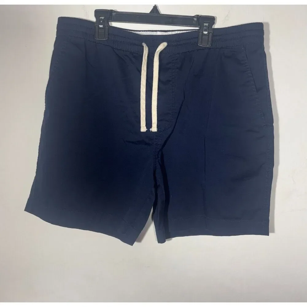 J.Crew Re-Imagined Mens Large Navy Drawstring Shorts Elastic Waist L